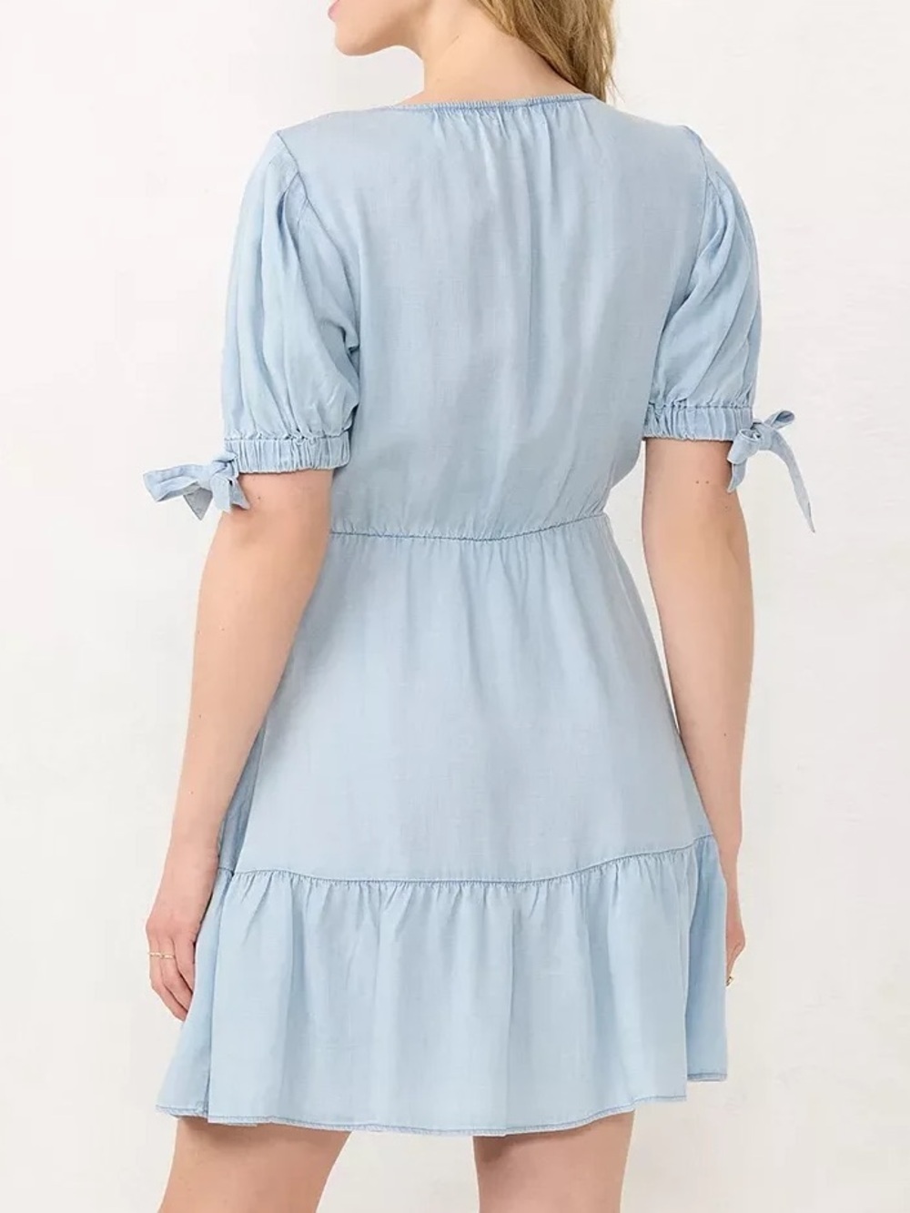 LC Lauren Conrad Pale Blue Wrap-Style Midi Dress - Picture 2 of 15